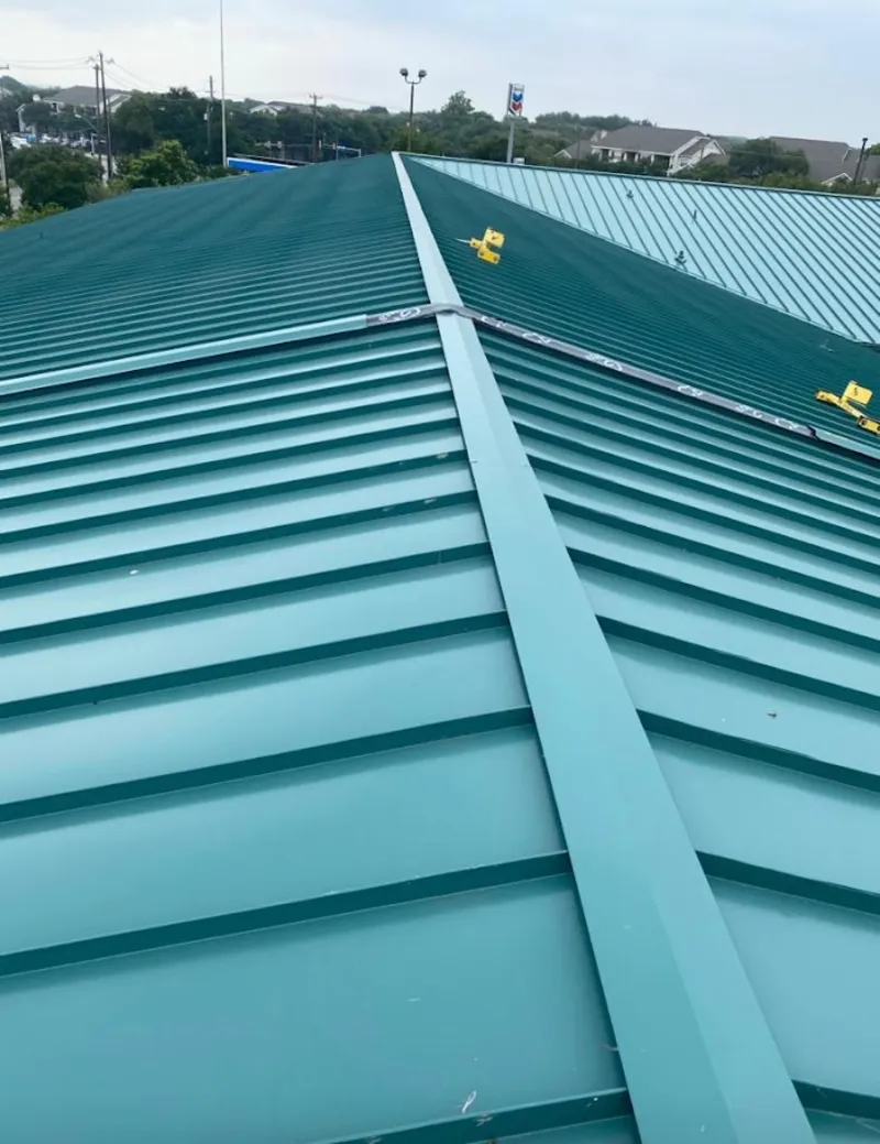 Green commercial metal roof ridge and valley for Metal Roof Repair in Countryside